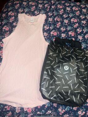 Lululemon tank top in blush pink size 2 and a reusable small bag